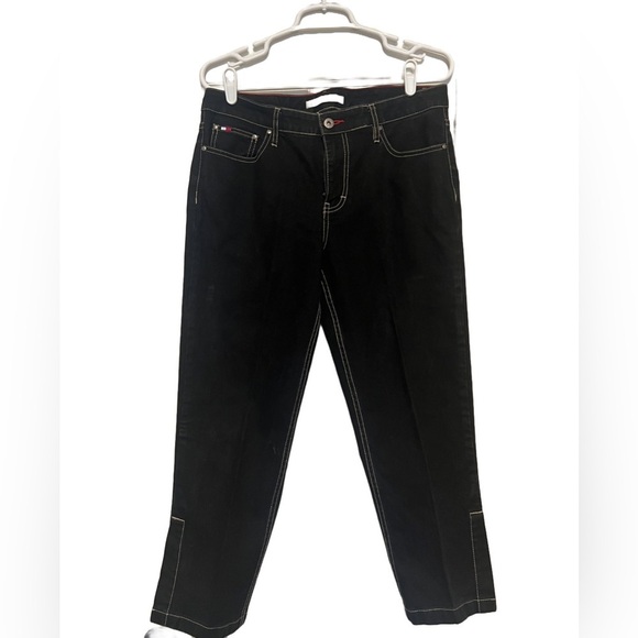 Tommy Hilfiger Denim - Vintage Tommy Hilfiger Capri Denim Womens Size 8 Side Slit Leg Black Y2K NWOT